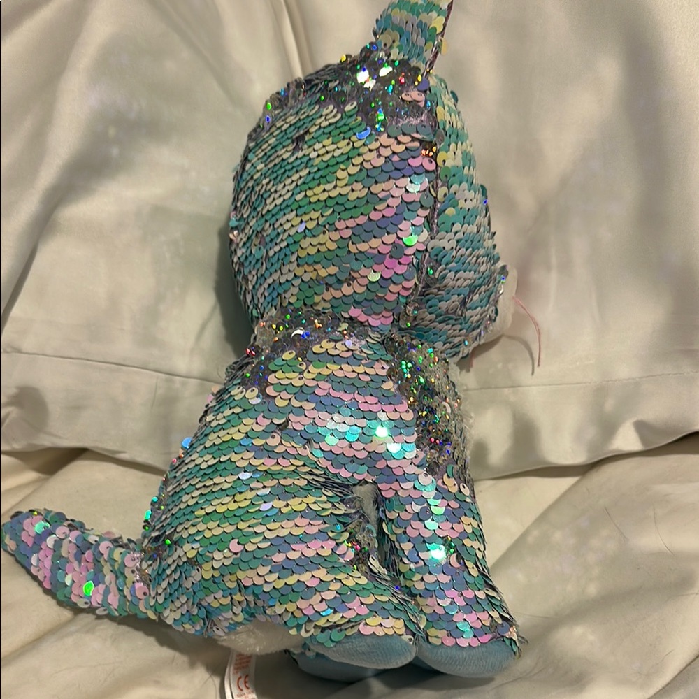 Ty Multicolor Sequin Stuffed Cat with pink eyes - Picture 7 of 13